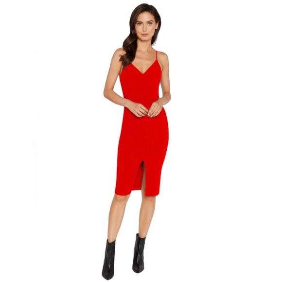 Likely Brooklyn Red Cocktail Party Summer Bodycon Midi Dress - Picture 2 of 2